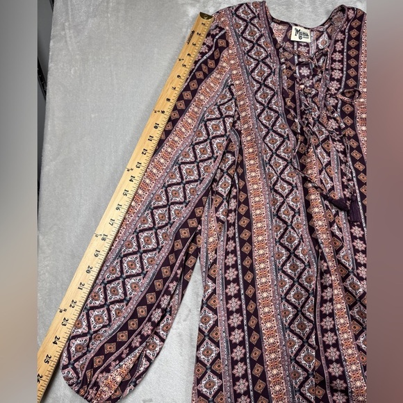 Show Me Your MuMu Lightning Bird Tunic Floral Boho Striped Lace Up Mini Dress M - Picture 8 of 16